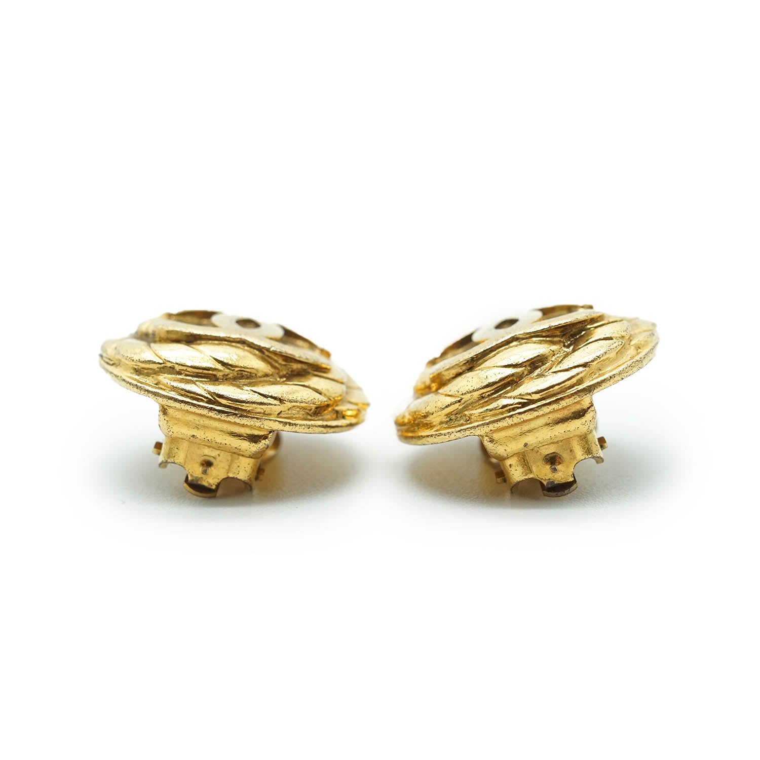 Coco Mark Spiral Round Clip Earrings GP