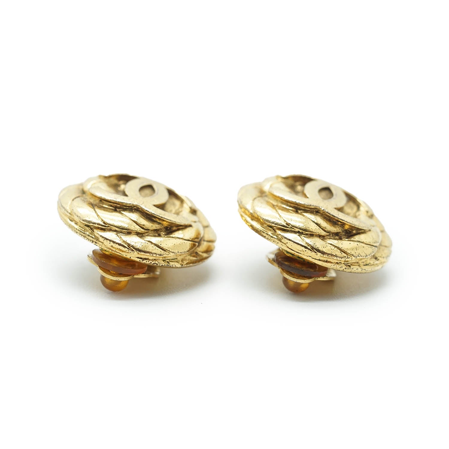 Coco Mark Spiral Round Clip Earrings GP