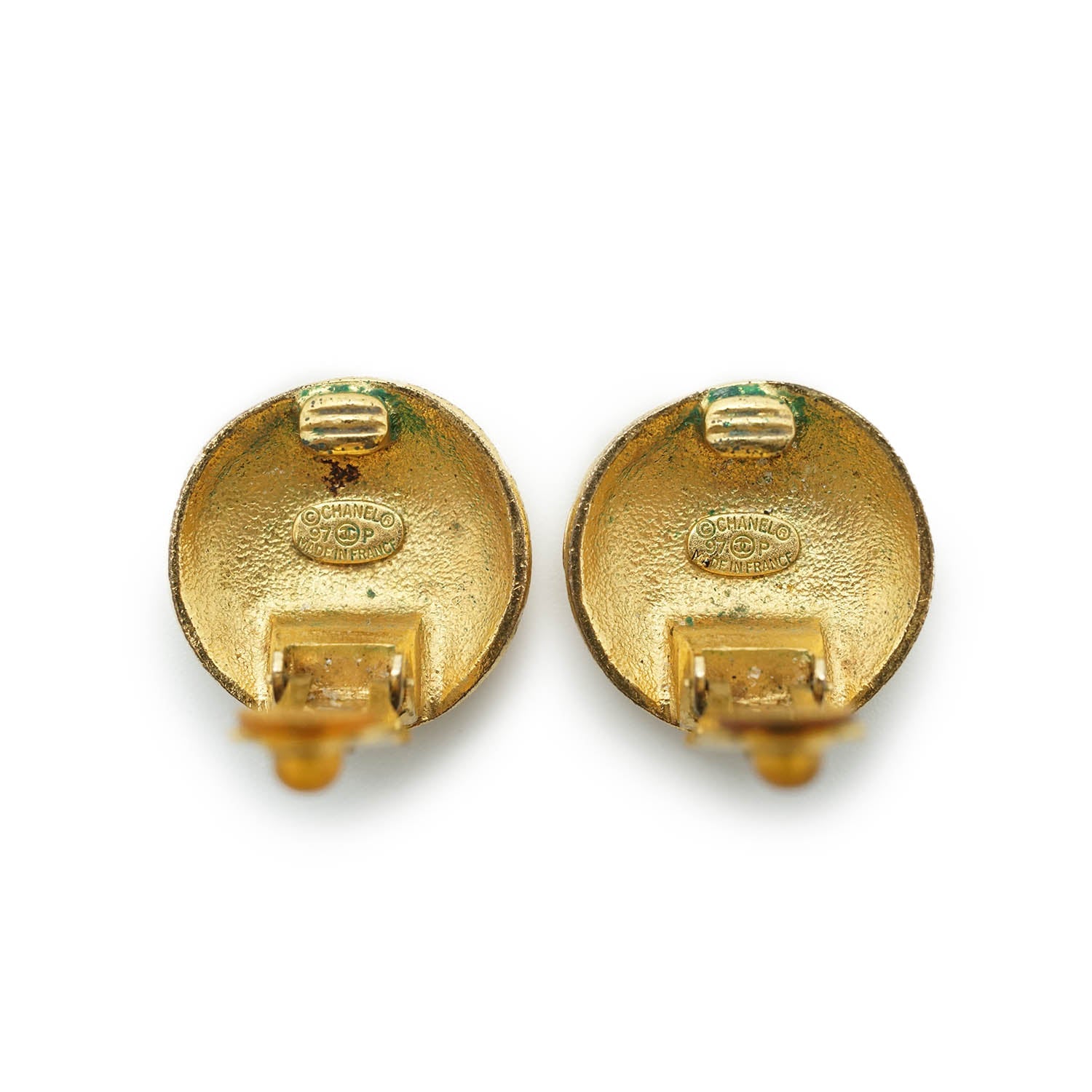 Coco Mark Spiral Round Clip Earrings GP