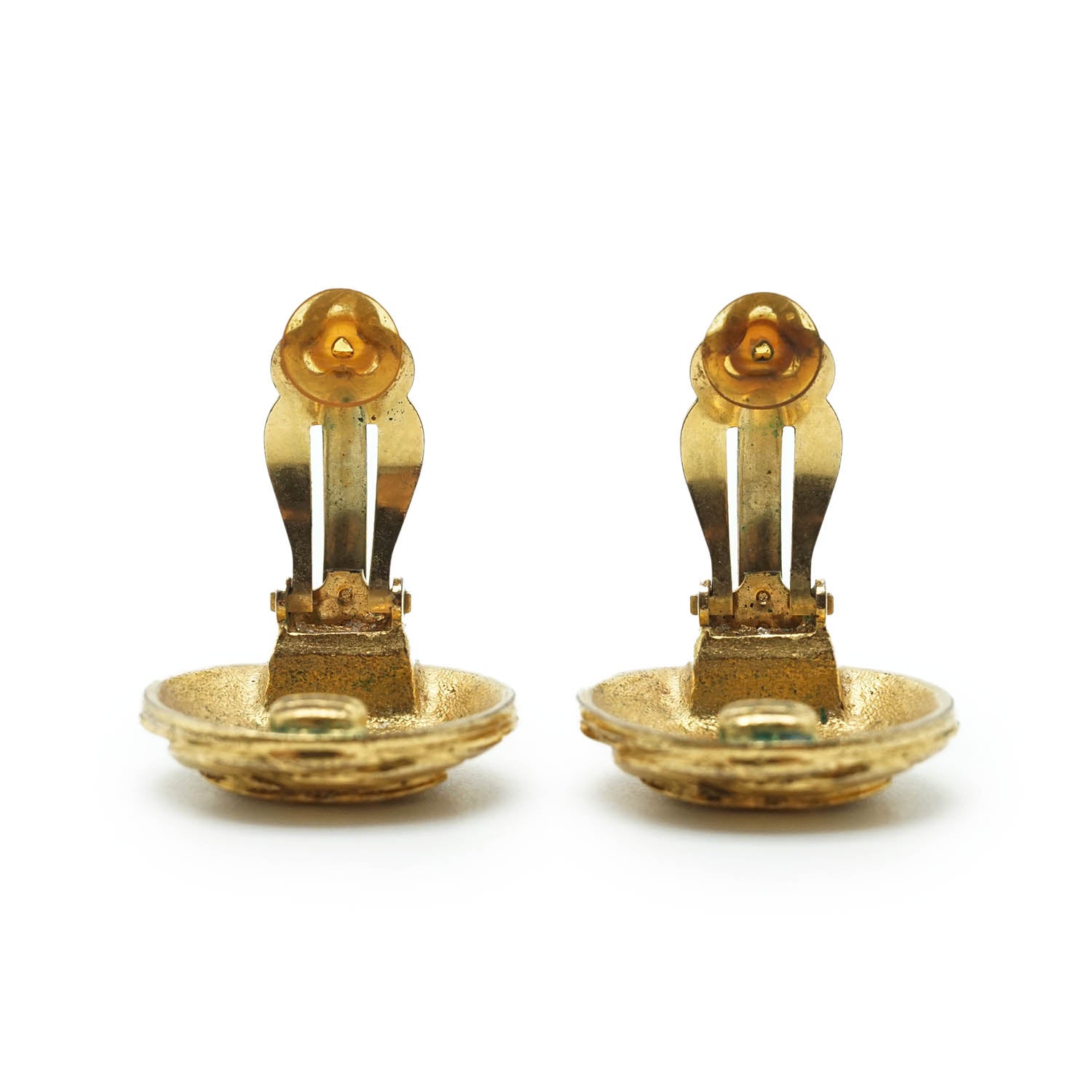 Coco Mark Spiral Round Clip Earrings GP